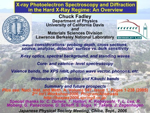 Chuck Fadley X-ray Photoelectron Spectroscopy and Diffraction in ...