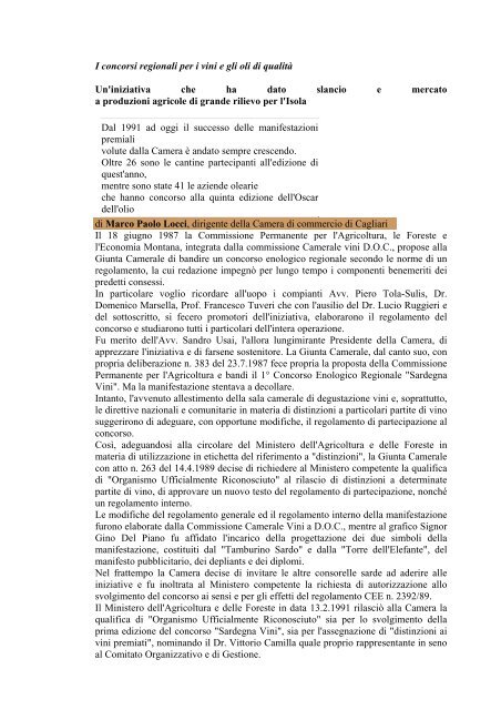 I concorsi regionali per i vini e gli oli di qualitÃ  - Camera di Commercio