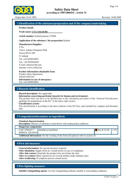 CT1 Colours MSDS 05-03-2010.pdf - E. Fox (Engineers)