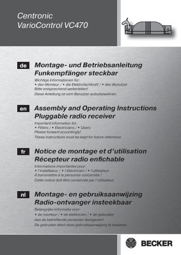Becker Centronic VarioControl VC470 Anleitung - auf enobi.de