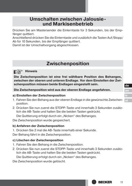 Becker Centronic VarioControl VC470 Anleitung - auf enobi.de