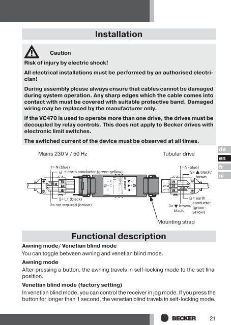 Becker Centronic VarioControl VC470 Anleitung - auf enobi.de