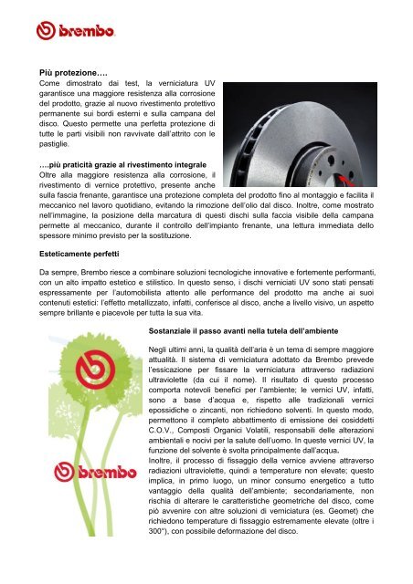 I NUOVI DISCHI BREMBO VERNICIATI UV: MAGGIORE ...