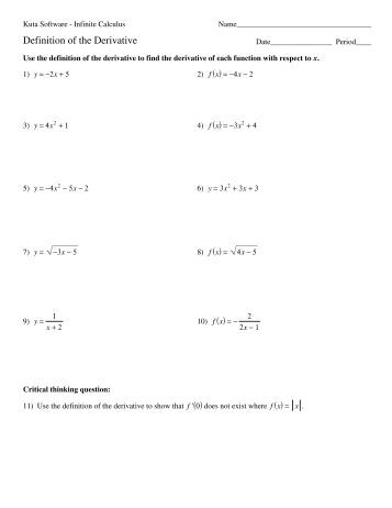 Worksheets Higher Order Derivatives Worksheet 03 higher order derivatives kuta software definition of the derivative software