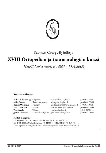 XVIII Ortopedian ja traumatologian kurssi - Suomen Ortopediyhdistys