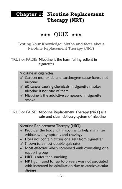 Nicotine Replacement Therapy (NRT) - CAMH - Nicotine ...