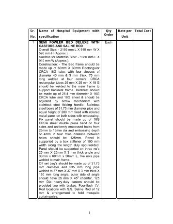 1 Sr. No. Name of Hospital Equipment with specification ... - Daman