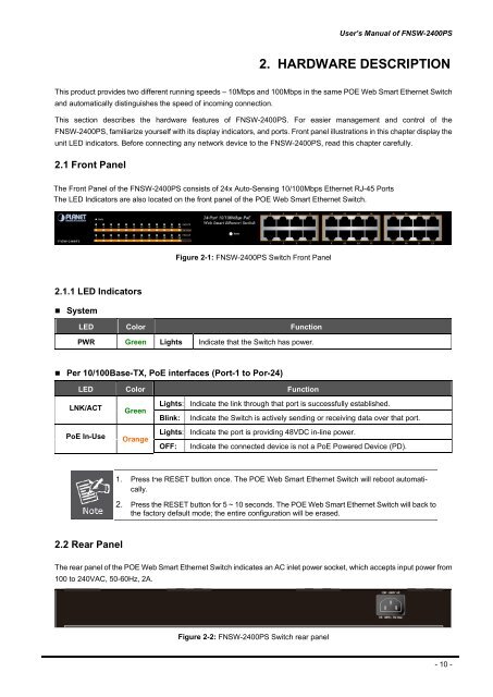 Planet FNSW-2400PS User Manual - Use-IP