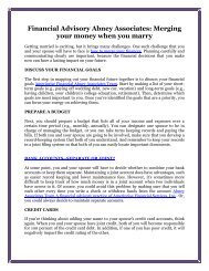 Financial Advisory Abney Associates: Merging your money when you marry