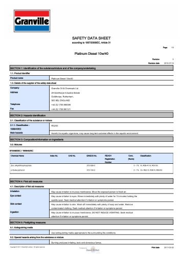 SAFETY DATA SHEET - Granville Oil & Chemicals Ltd