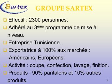 GROUPE SARTEX - Tunisie industrie