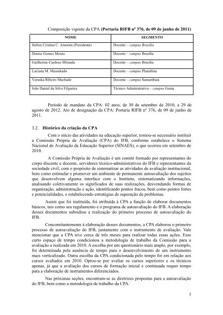 RELATÓRIO DO CAMPUS SAMAMBAIA - IFB