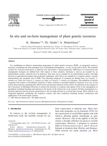 In situ and on-farm management of plant genetic resources