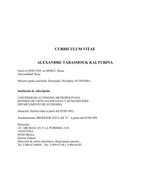 Curriculum Vitae - Centro de Estudio Sobre Desarrollo EspaÃ±a-MÃ©xico