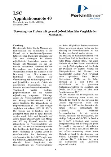 und b-Nukliden. Ein Vergleich der Methoden. - PerkinElmer