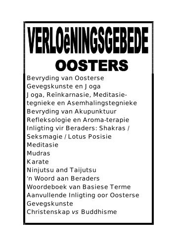 Bevryding van Oosterse Gevegskunste en Joga ... - Kanaan Ministries