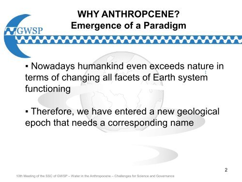 Water In the Anthropocene Challenges for Science and ... - GWSP