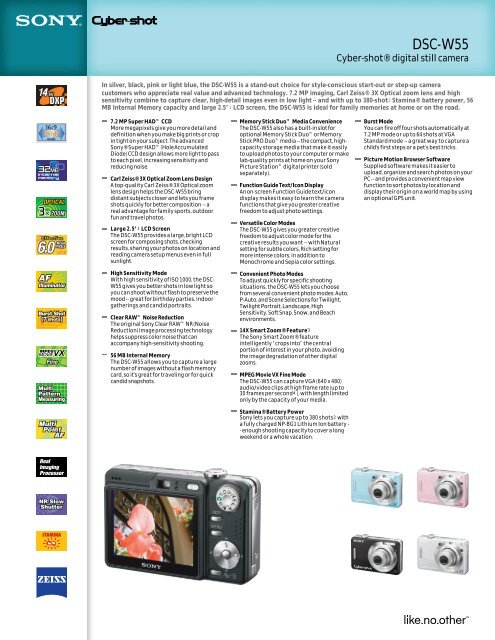 DSC-W55 Cyber-shot® digital Still Camera - Sony Electronics News ...