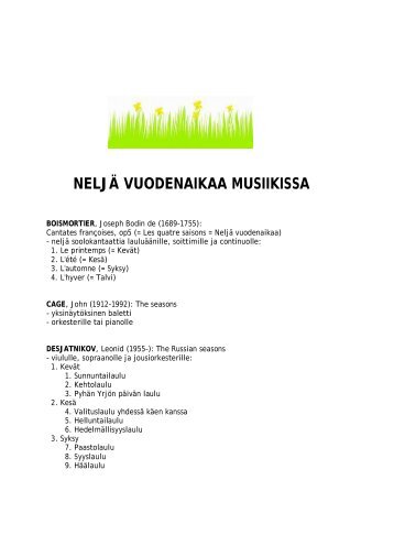 NELJÃ VUODENAIKAA MUSIIKISSA