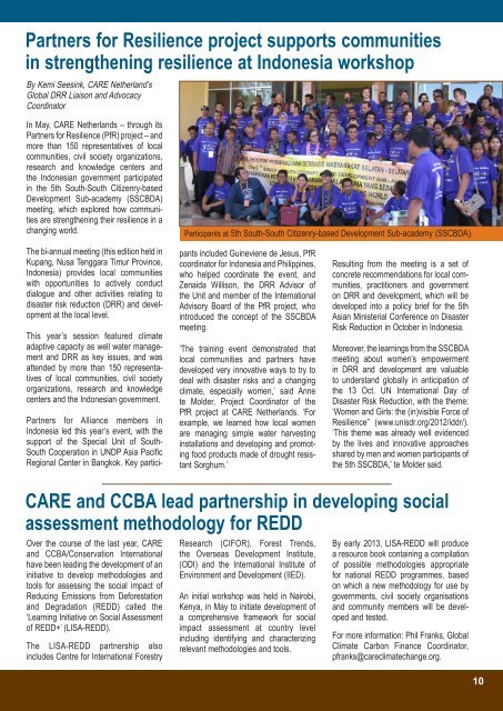 PECCN Pages newsletter - CARE Climate Change