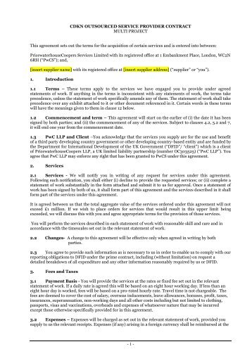 Document D: CDKN Outsourced service provider contract
