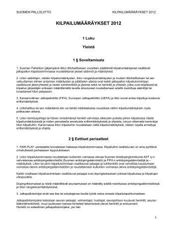 kilpailumÃ¤Ã¤rÃ¤ykset 2012 - Suomen Palloliitto