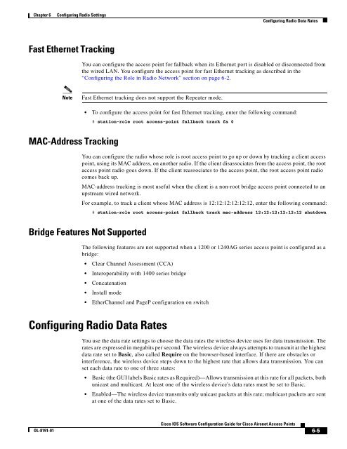 Cisco IOS Software Configuration Guide for Cisco Aironet Access ...