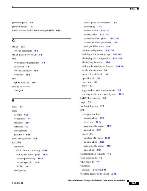 Cisco IOS Software Configuration Guide for Cisco Aironet Access ...