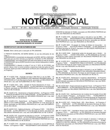 NOTÃƒÂCIAOFICIAL - Prefeitura Municipal de Barra Mansa
