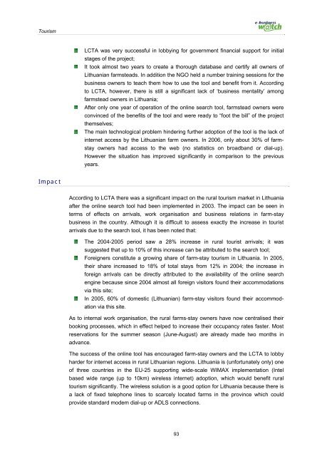 ICT and e-business in the tourism industry ICT adoption ... - empirica