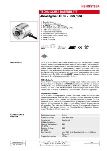 TECHNISCHES DATENBLATT Absolutgeber AC ... - Hengstler GmbH