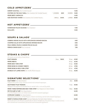 Printable Gluten Free Menu - Perry's Steakhouse & Grille