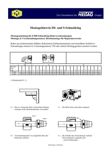 Montagehinweis DS- und S-Schneidring