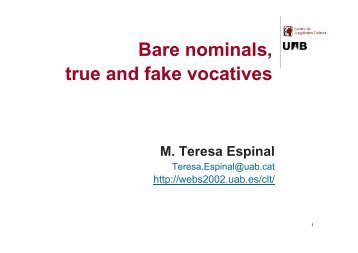 Bare nominals, true and fake vocatives - UMR 7023 - CNRS