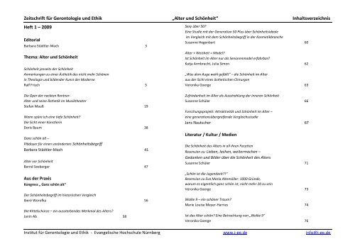 Zeitschrift für Gerontologie und Ethik - Evangelische Hochschule ...