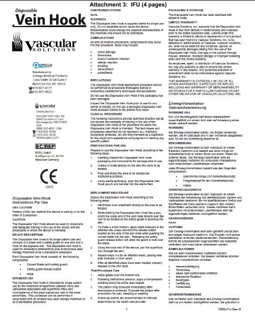 Disposable Vein Hook IFU