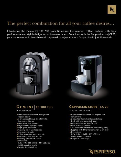 Introducing the Gemini|cs 100 PRO from Nespresso, the compact ...