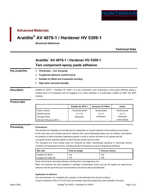 Araldite AV 4076-1 / Hardener HV 5309-1 - DanLube