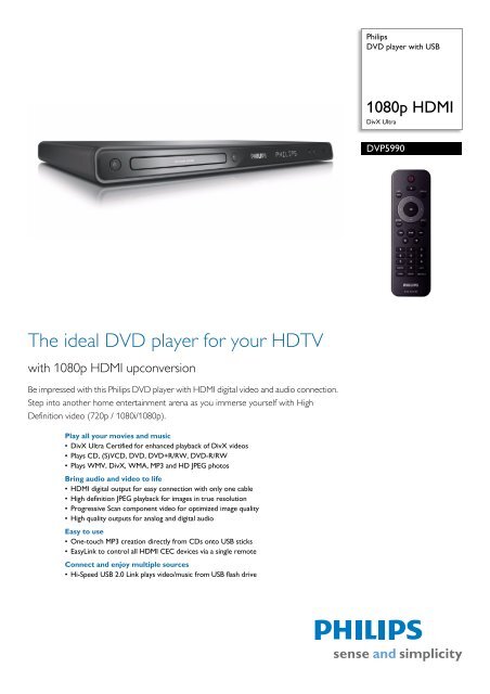 DVP5990/F7 Philips DVD player with USB