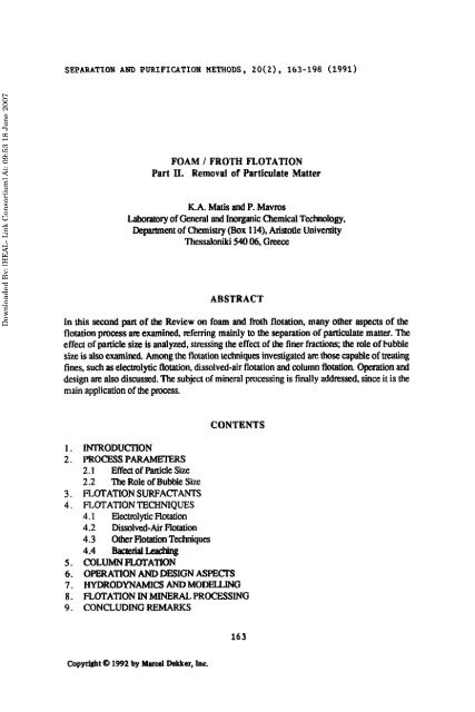 Flotation Method Pdf 4.3 Other Flotation Techniques