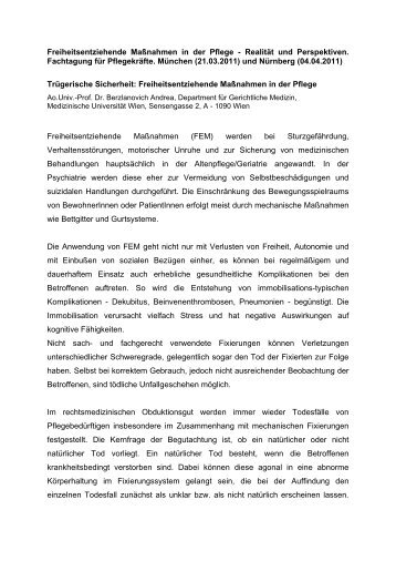 Freiheitsentziehende MaÃnahmen in der Pflege ... - MDK Bayern