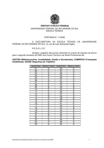Gabarito - IFRS CÃ¢mpus Porto Alegre