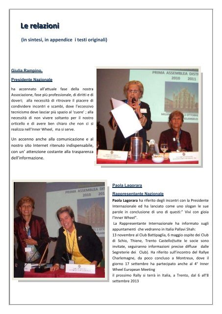 Prima assemblea Distrettuale Milano, 2 ottobre ... - Inner Wheel Italia