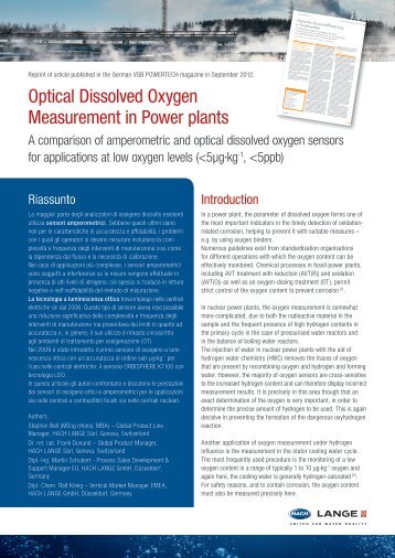 Optical Dissolved Oxygen Measurement in Power plants - Hach Lange