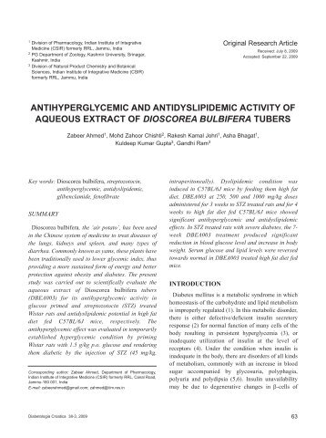 antihyperglycemic and antidyslipidemic activity of aqueous extract