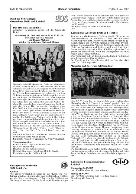 Amtsblatt KW23 2007 - Gemeinde Brühl