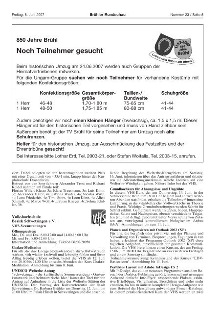 Amtsblatt KW23 2007 - Gemeinde Brühl