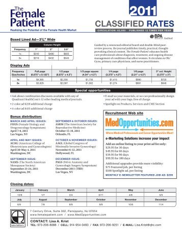 2011 Classified Advertising Rate Card in PDF format. - The Female ...