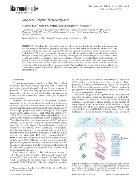 Graphene/Polymer Nanocomposites - Tarleton State University