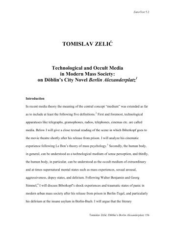 Tomislav Zelic: Technological and Occult Media ... - Brunel University